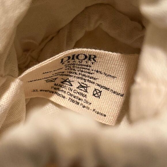 Christian Dior Beauty Mini Raffia Drawstring Top Bag Blue White Logo Coastal - Picture 8 of 10